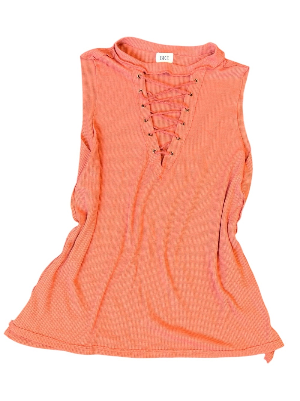 BKE Coral Lace-Up Sleeveless Waffle Knit Top – Size M